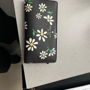 Kate Spade Black Wallet with Daisy Pattern